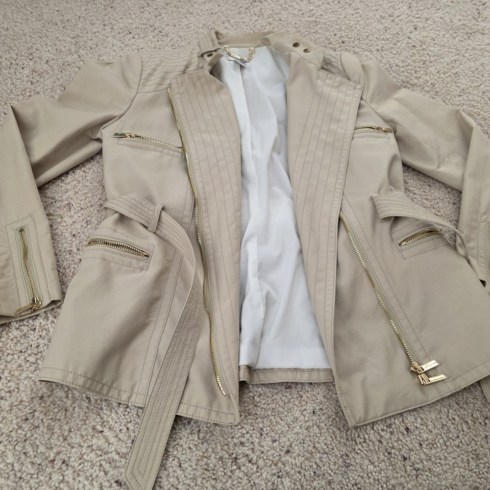 Caché Tan Jacket with Gold Details